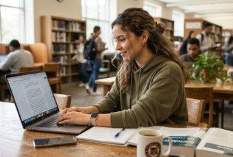 A student and their laptop